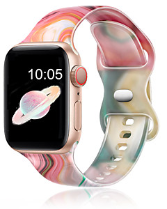 Силиконовый ремешок с принтом для Apple Watch Band Pink Blue Marble, 42mm 44mm 45mm 49mm